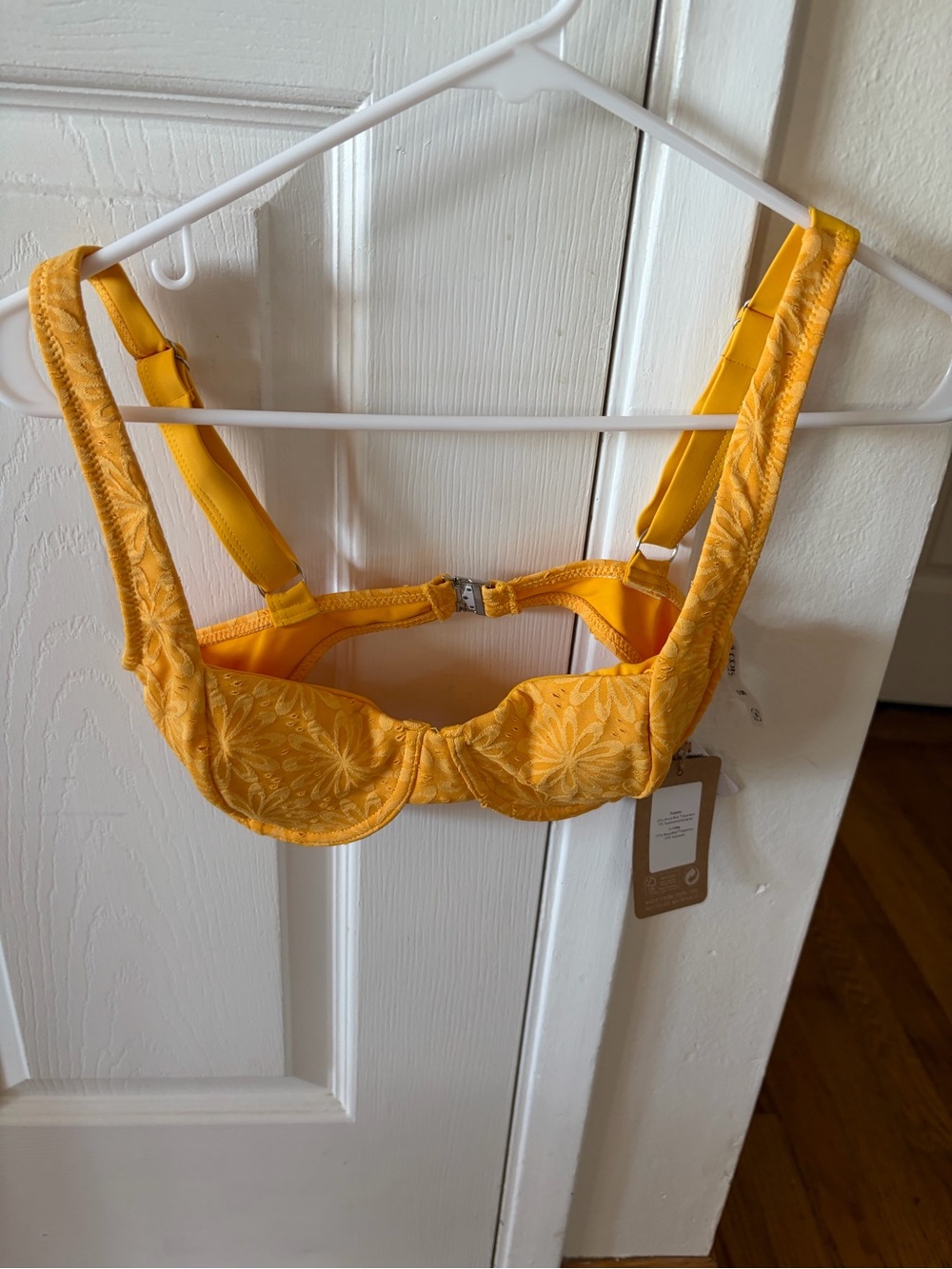 Yellow Jacquard Floral Underwire Bikini Top